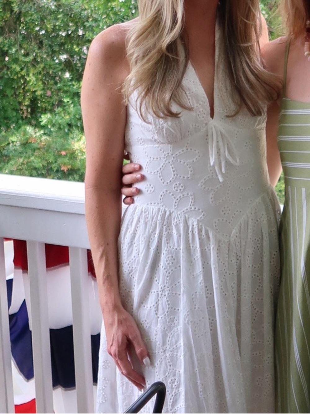 American Threads White Eyelet Halter Maxi Dress